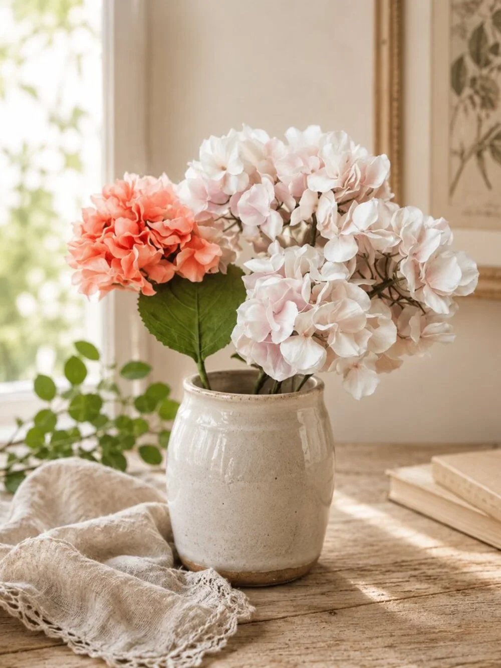 5 Real-Touch Artificial Large Hydrangea Flowers With Flexible Stems